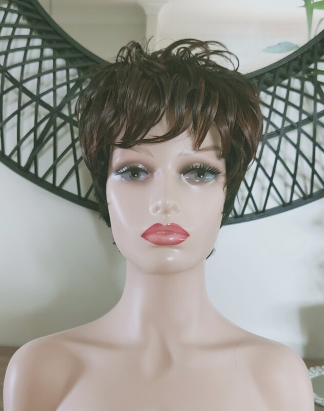 Kim Wig | Black Auburn Highlights Human Hair