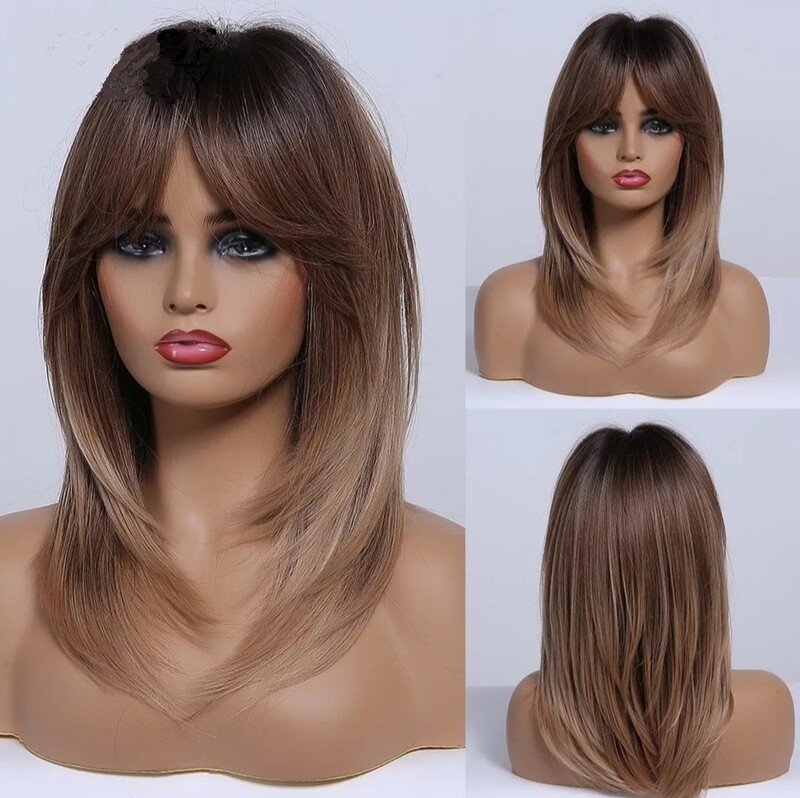 Nic Wig | Caramel Brown Balayage Layered