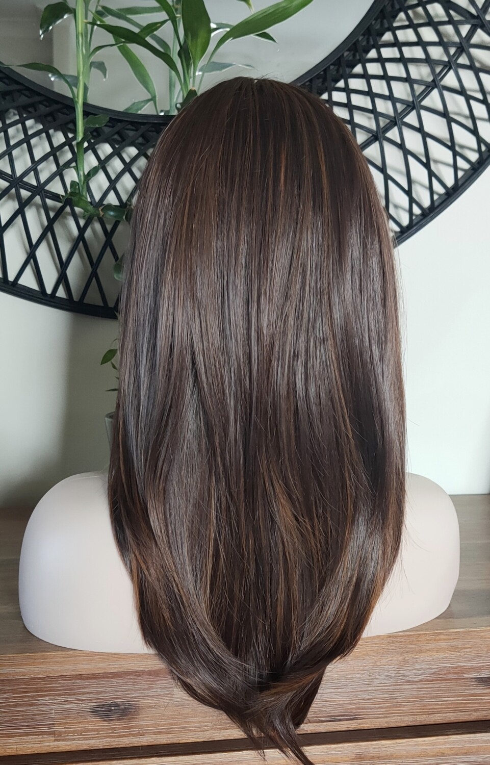 Viviana Wig | Dark Brown Layered Copper Highlights 