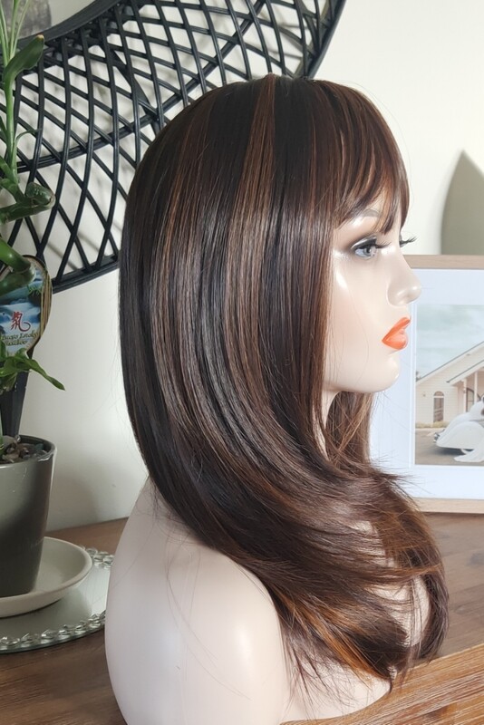 Viviana Wig | Dark Brown Layered Copper Highlights 