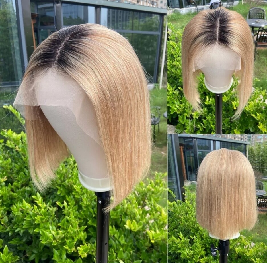 Denise Wig | Golden Blonde Dark Roots Human Hair Lace Front 
