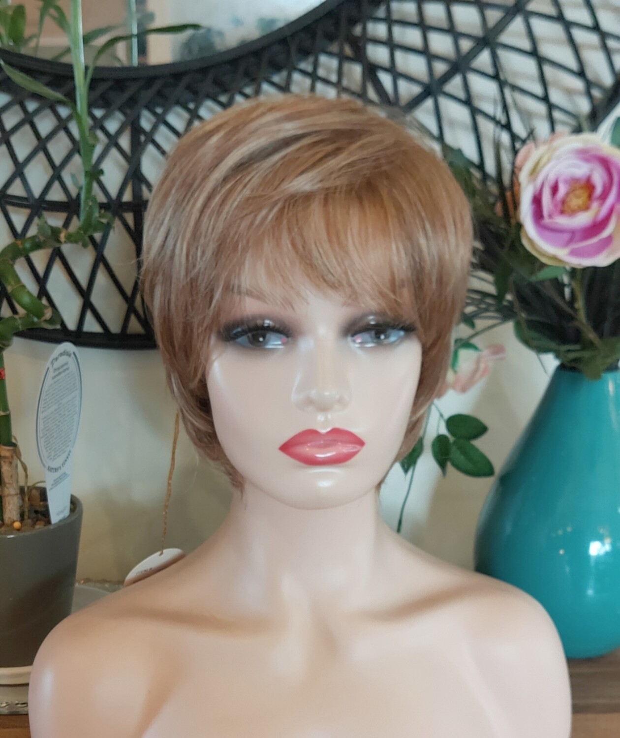 Ginger Blonde Human Hair Blend Pixie Cut