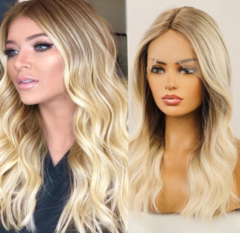Kyla - Wig - Streaky Blonde with Brown Lace Front 