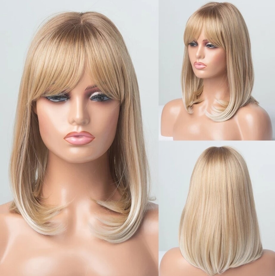 Mix Blonde Ombre Bob with Fringe