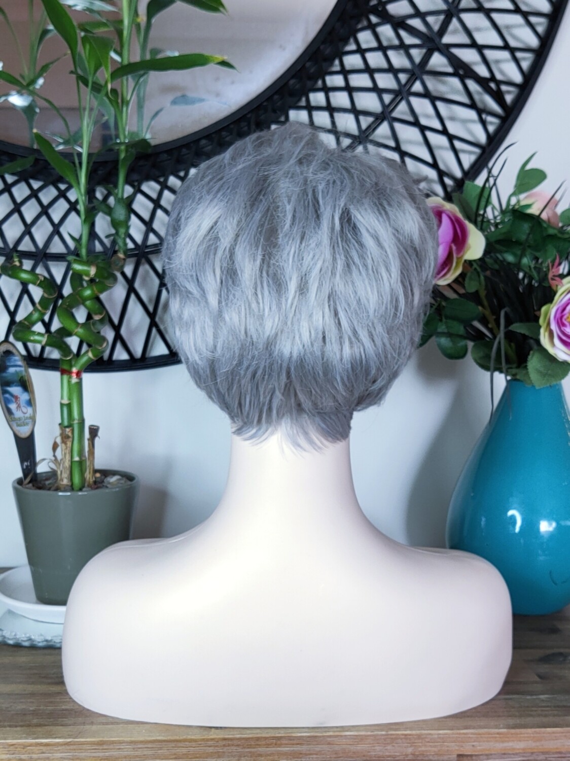 Aurora Wig | Medium Grey Human Hair Blend 