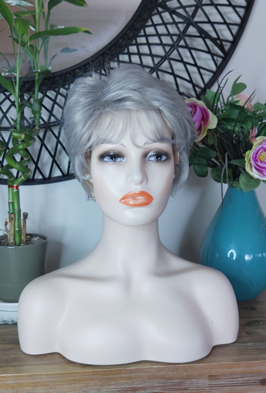 Aurora Wig | Medium Grey Human Hair Blend 