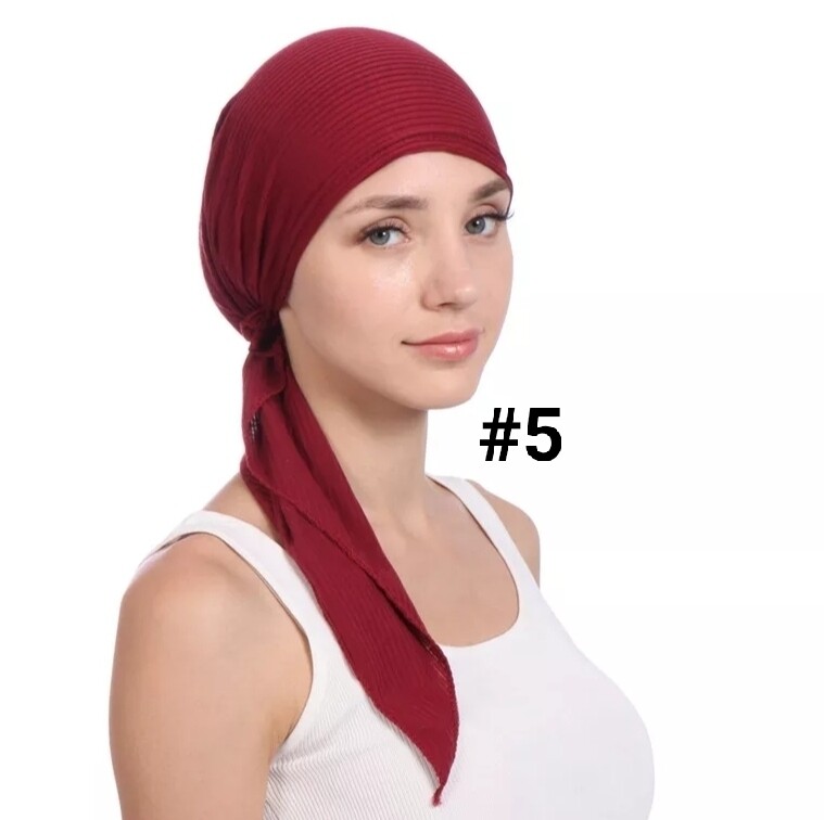 TIE BACK STRETCH RIBBED TURBAN