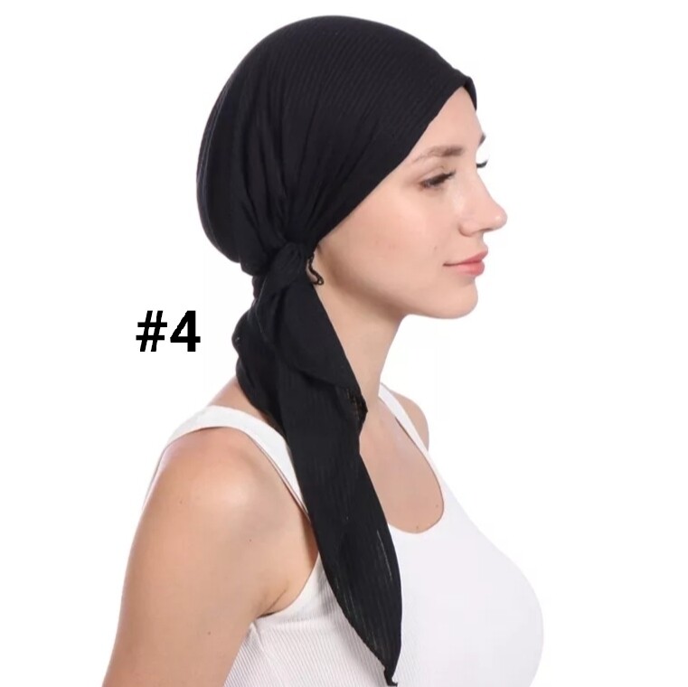 TIE BACK STRETCH RIBBED TURBAN