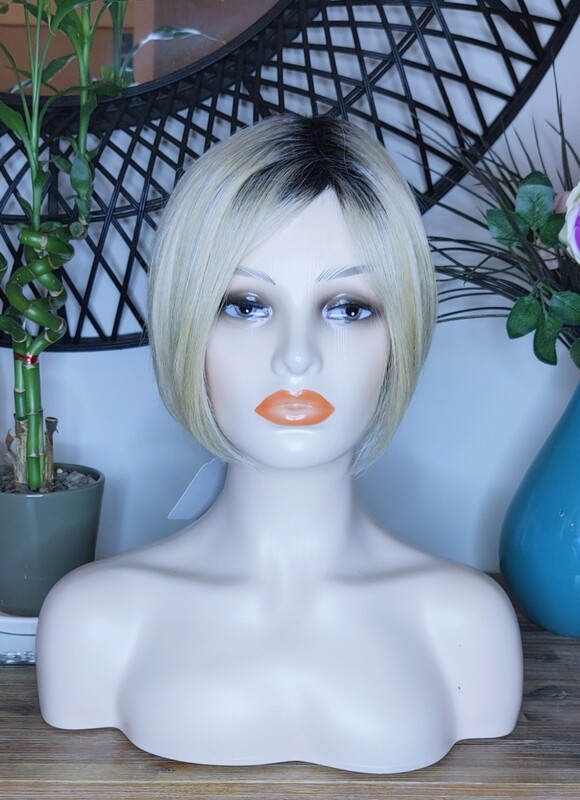 Rickee Wig | Light Blonde Ombre Human Hair Blend