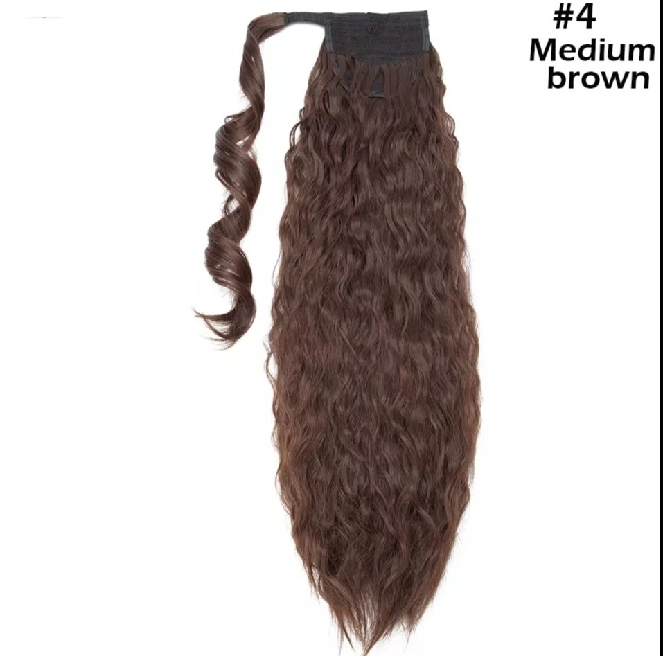 CLIP ON PONYTAIL EXTENSION WATER WAVE SYNTHETIC HAIR 24&quot;