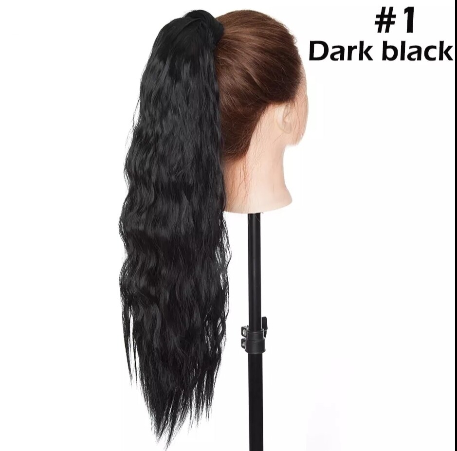CLIP ON PONYTAIL EXTENSION WATER WAVE SYNTHETIC HAIR 24&quot;
