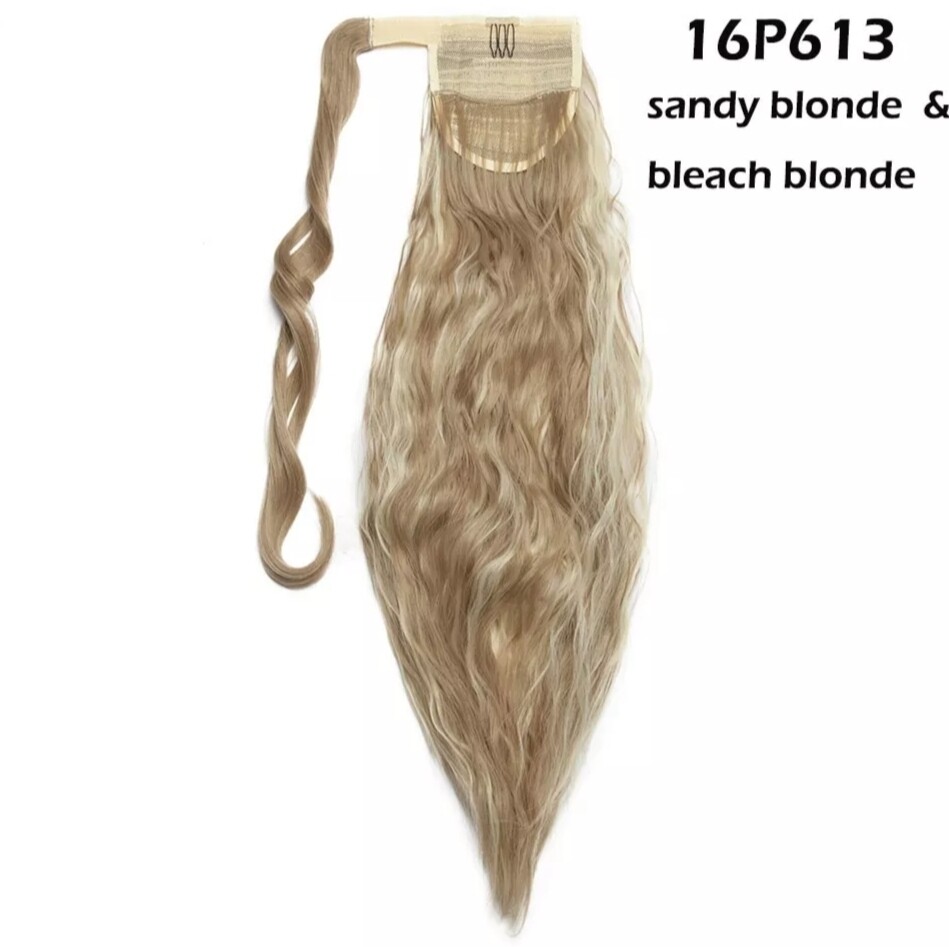 CLIP ON PONYTAIL EXTENSION WATER WAVE SYNTHETIC HAIR 24&quot;