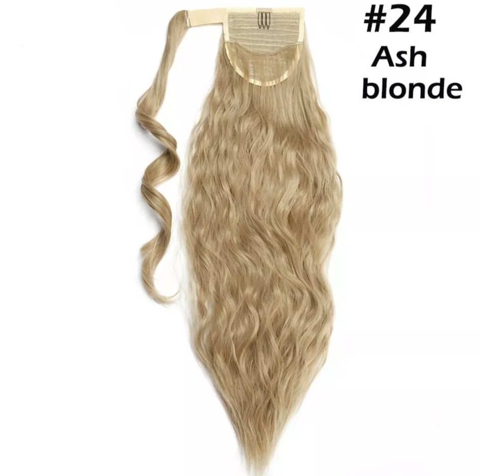 CLIP ON PONYTAIL EXTENSION WATER WAVE SYNTHETIC HAIR 24&quot;