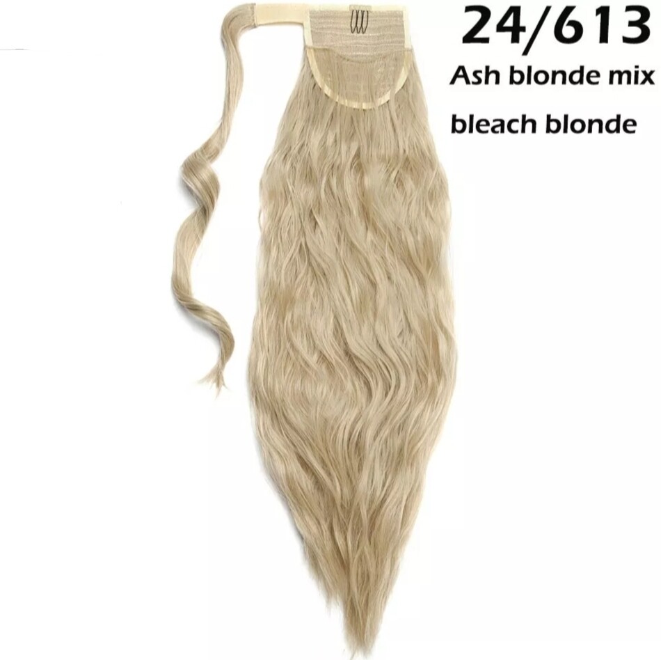 CLIP ON PONYTAIL EXTENSION WATER WAVE SYNTHETIC HAIR 24&quot;
