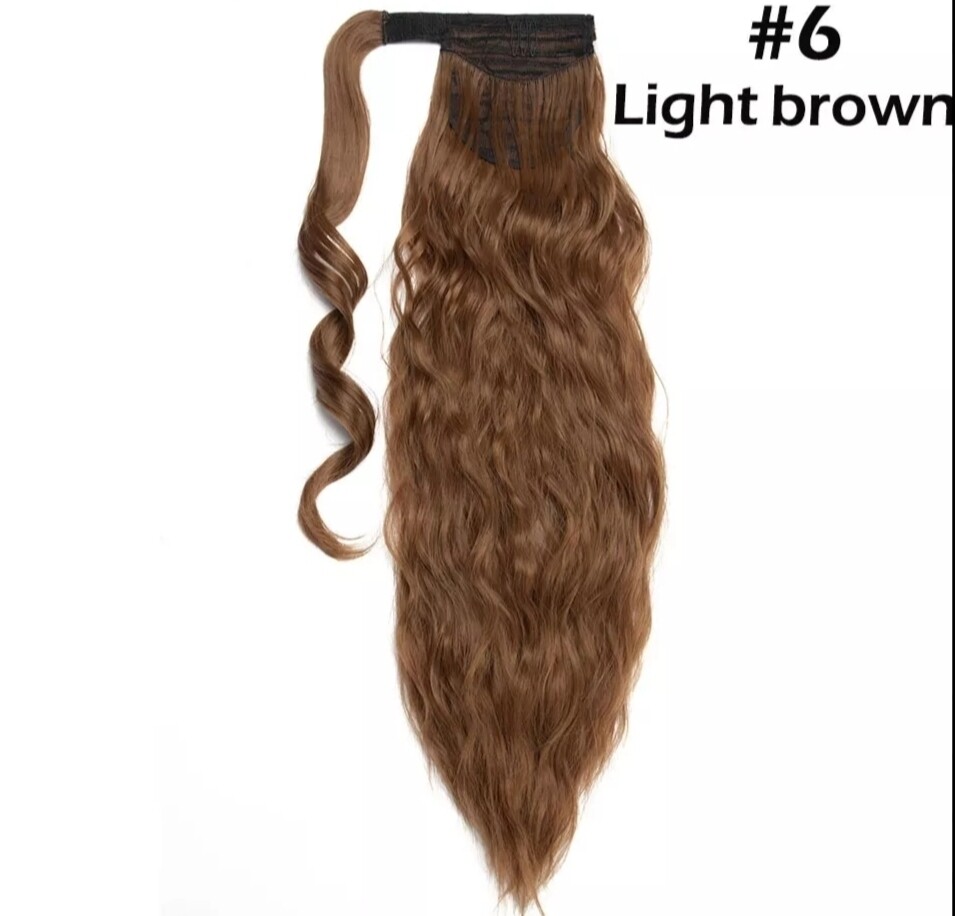 CLIP ON PONYTAIL EXTENSION WATER WAVE SYNTHETIC HAIR 24&quot;
