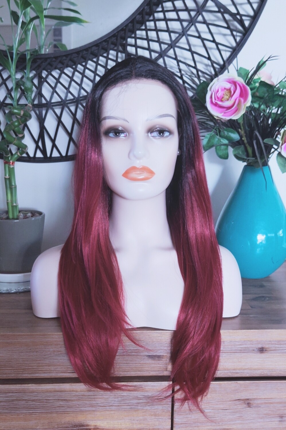 Amanda Wig | Wine Red Ombre Lace Front