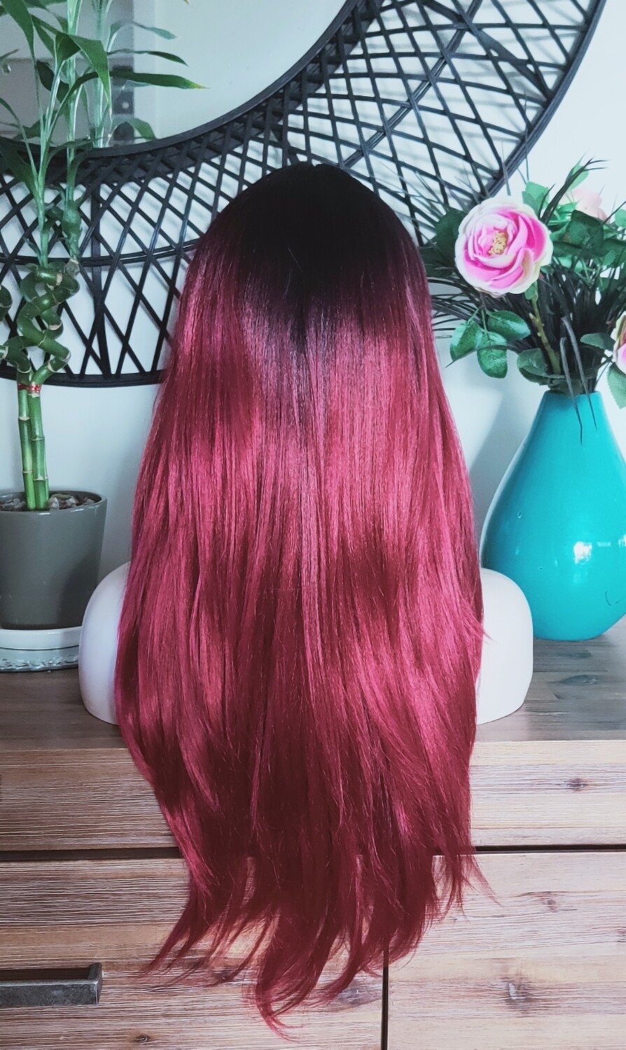Amanda Wig | Wine Red Ombre Lace Front
