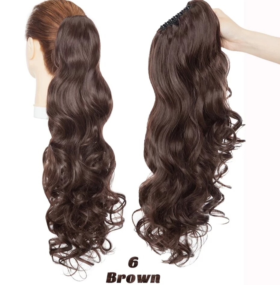 CLAW ON PONYTAIL EXTENSION BODY WAVE SYNTHETIC HAIR 26&quot;