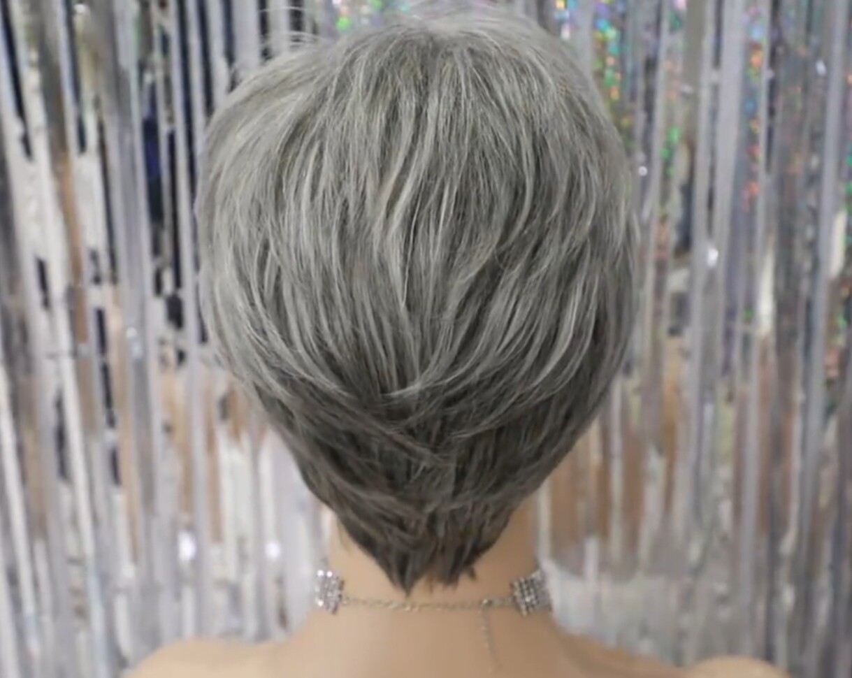 Hazelle Wig | Salt and Pepper Human Hair Blend