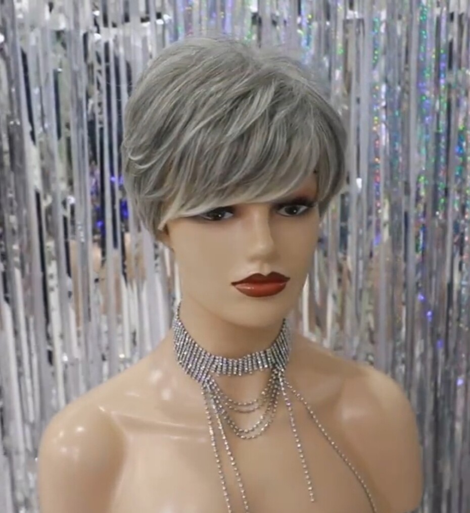 Hazelle Wig | Salt and Pepper Human Hair Blend