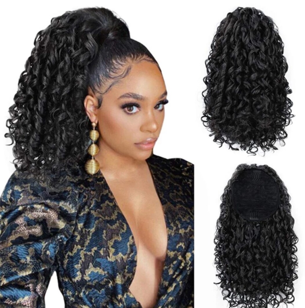 DRAWSTRING PONYTAIL EXTENSION CURLY SYNTHETIC HAIR 16"