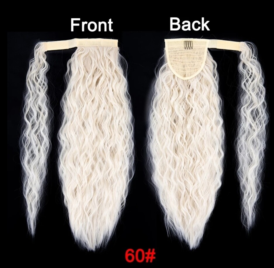 CLIP ON PONYTAIL EXTENSION WATER WAVE SYNTHETIC HAIR 24&quot;