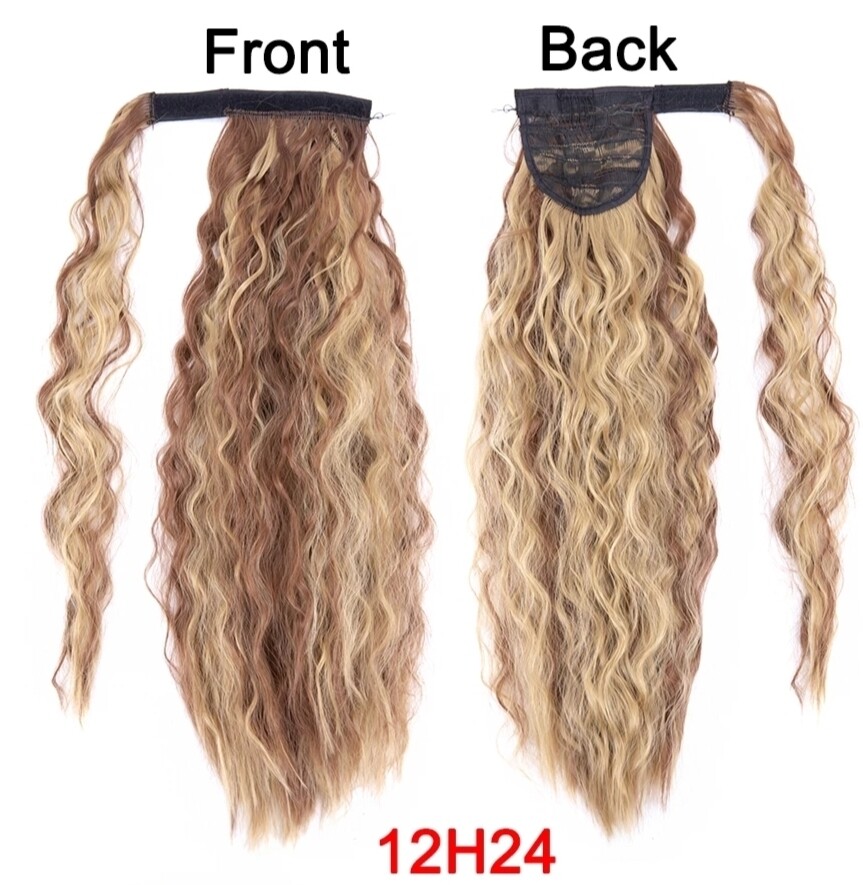 CLIP ON PONYTAIL EXTENSION WATER WAVE SYNTHETIC HAIR 24&quot;