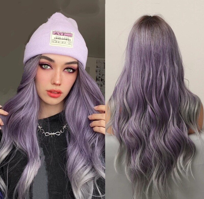 Cosplay Wig | Purple to Grey Balayage