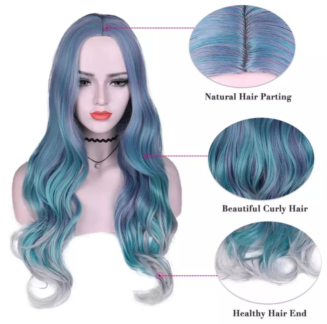 Cosplay Wig | Blue/Green/Grey Mix