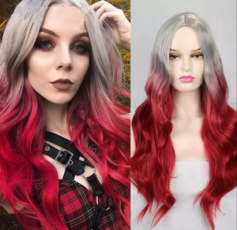 Cosplay Wig | Grey Red Balayage