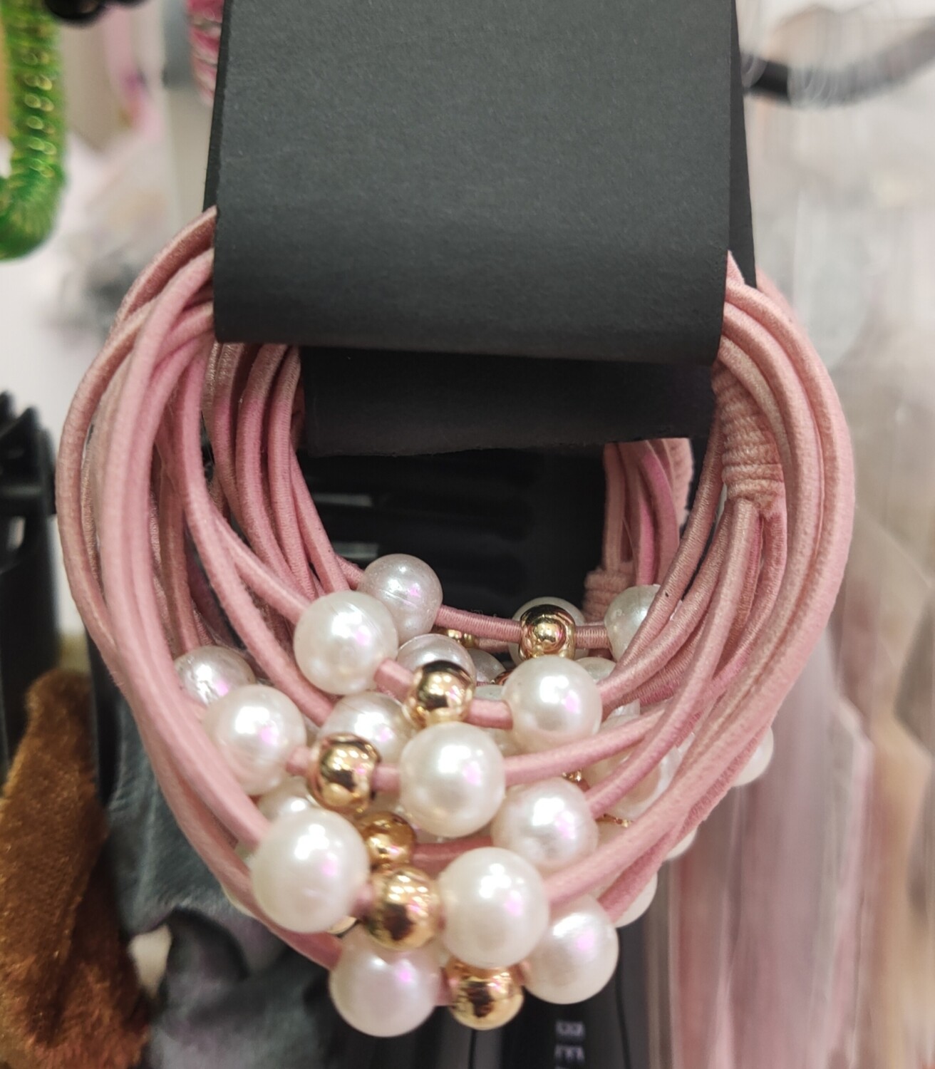 Hair Ties Pink 3 Pieces - Pearls