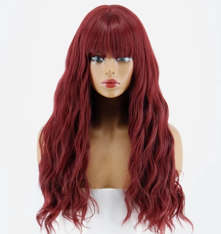 Wine Red Water Wave with Fringe