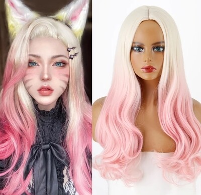 Cosplay Wig | Platinum Blonde to Pink Balayage