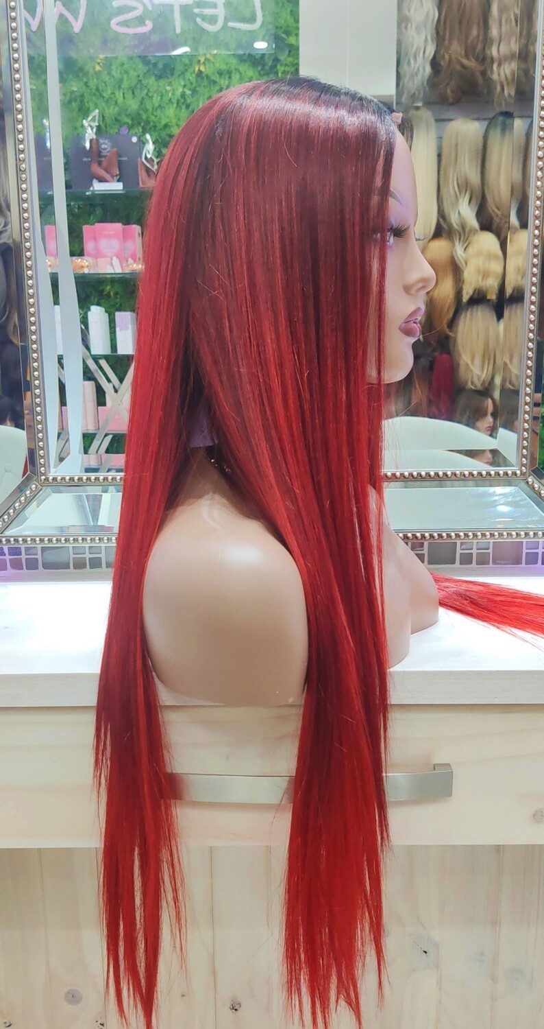 Magda Wig | Deep Magenta Ombre Lace Front 