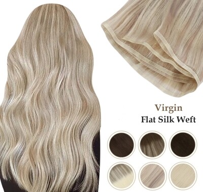Flat Silk Weft Extension Russian Human Hair 
