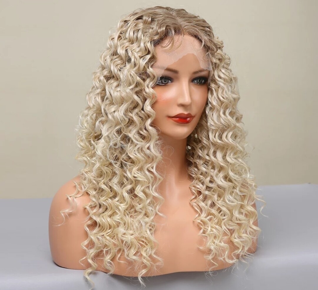 Stella Wig - Curly Dark Blonde Ombre Lace Front 