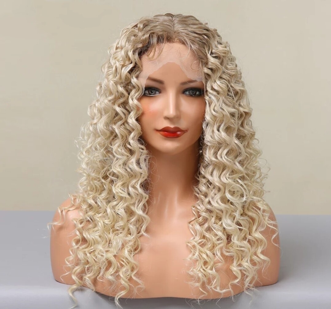 Stell Wig | Curly Dark Blonde Ombre Lace Front 