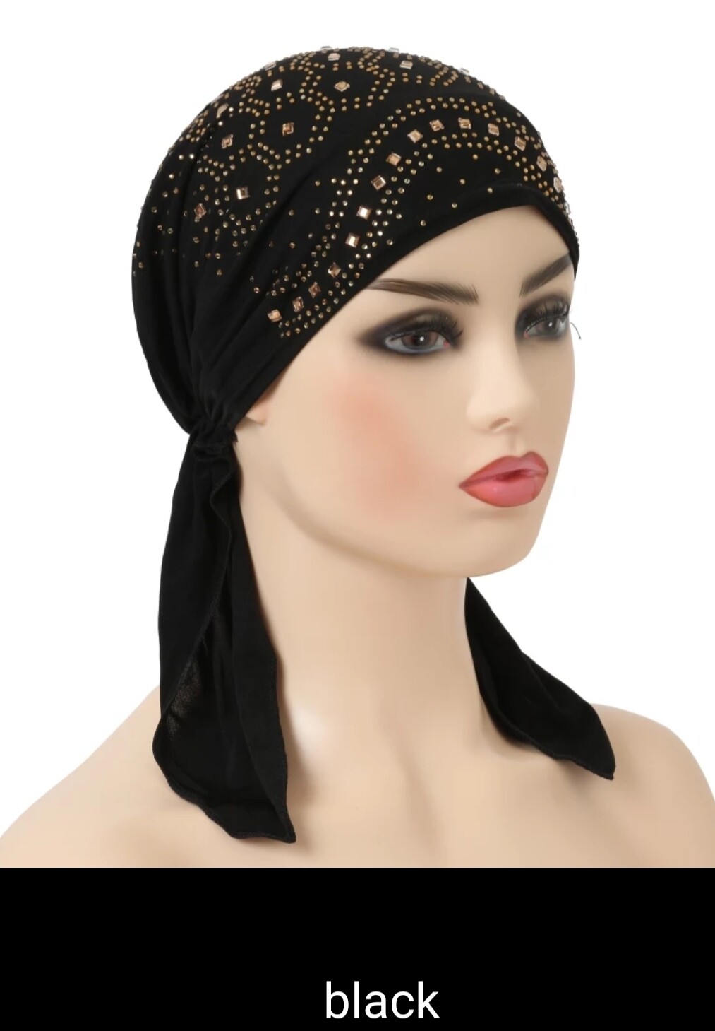 RHINESTONES TIE BACK TURBAN