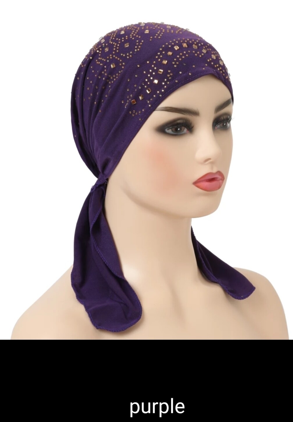 RHINESTONES TIE BACK TURBAN