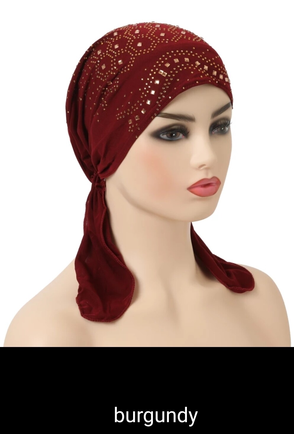 RHINESTONES TIE BACK TURBAN