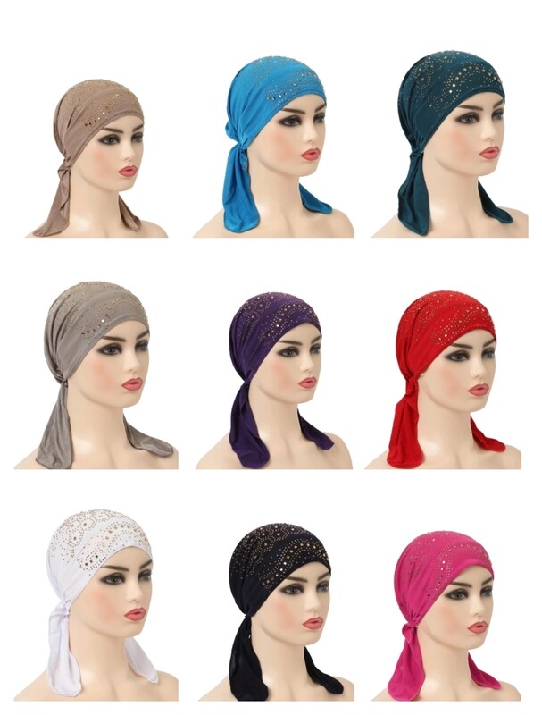 RHINESTONES TIE BACK TURBAN