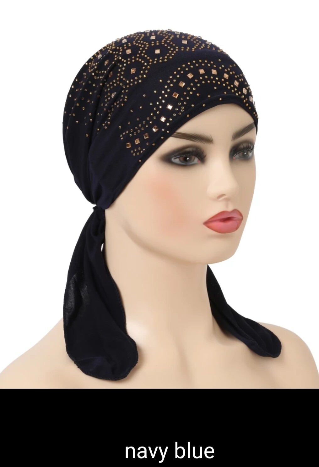 RHINESTONES TIE BACK TURBAN
