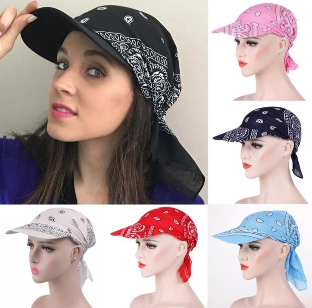 PRINTED TIE BACK SUN CAP