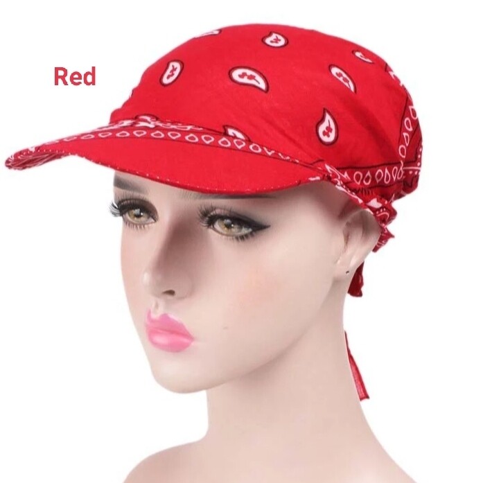 PRINTED TIE BACK SUN CAP
