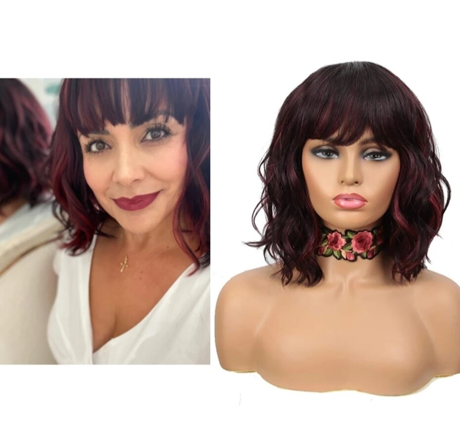 Collette - Wig - Black with Burgundy Highlights