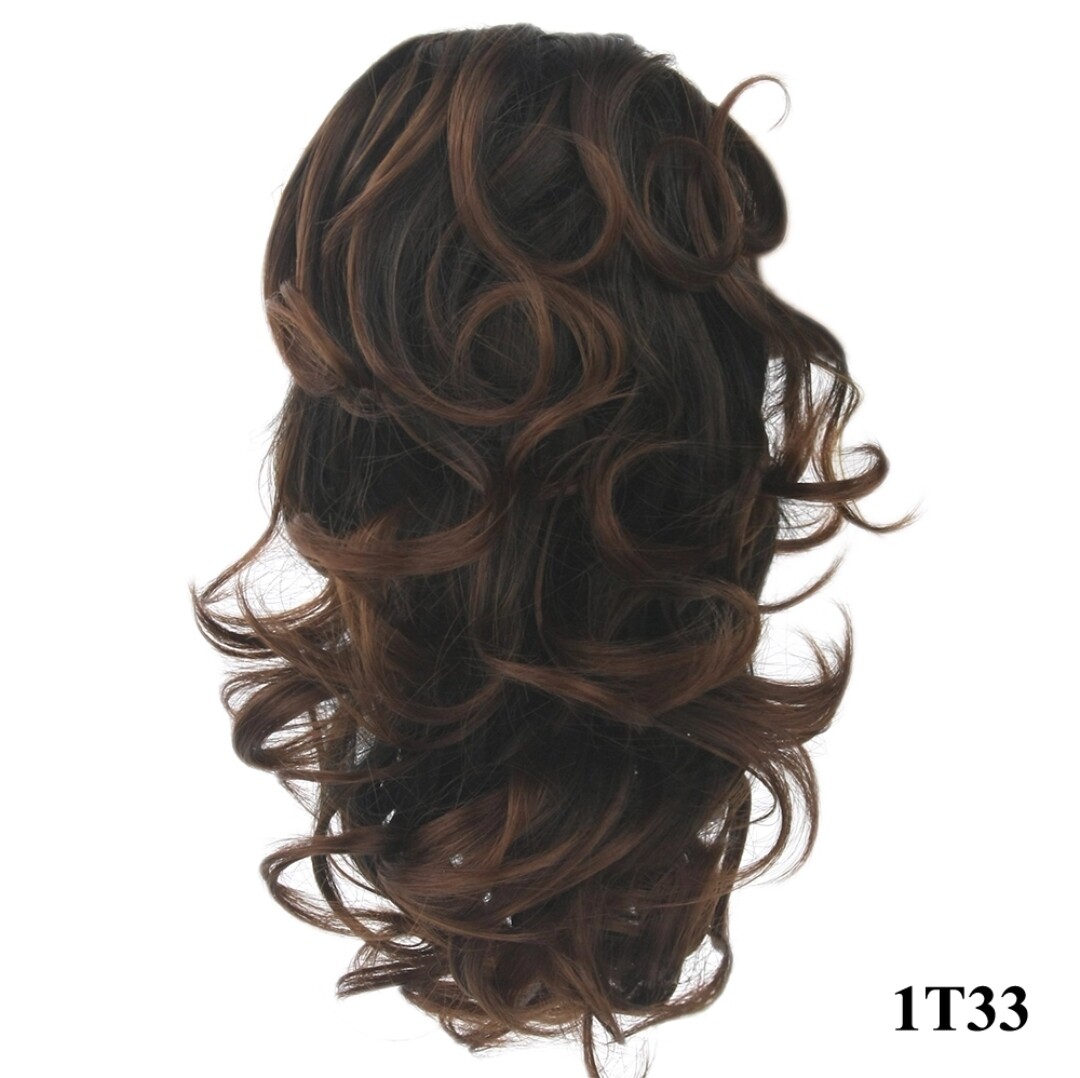 CLAW ON PONYTAIL EXTENSION WAVY SYNTHETIC HAIR 14&quot;