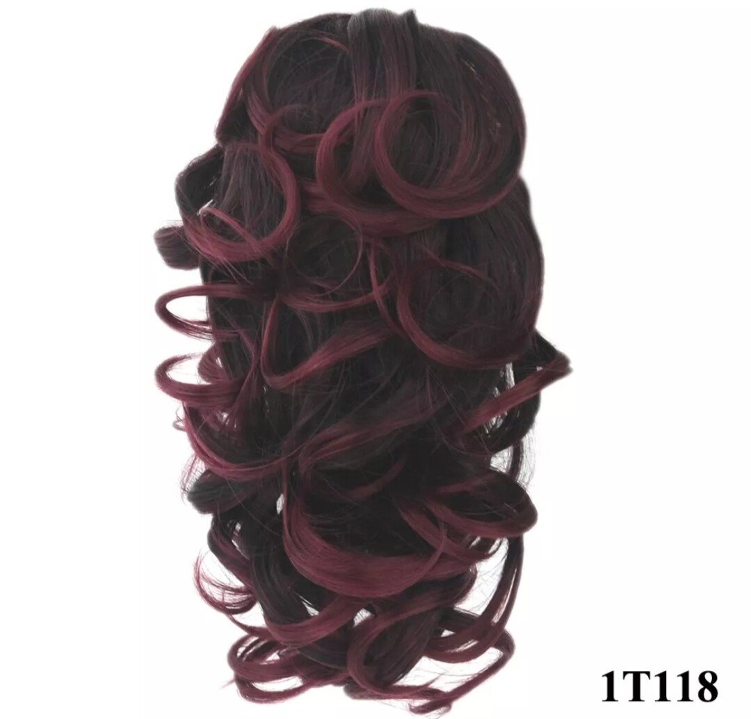 CLAW ON PONYTAIL EXTENSION WAVY SYNTHETIC HAIR 14&quot;