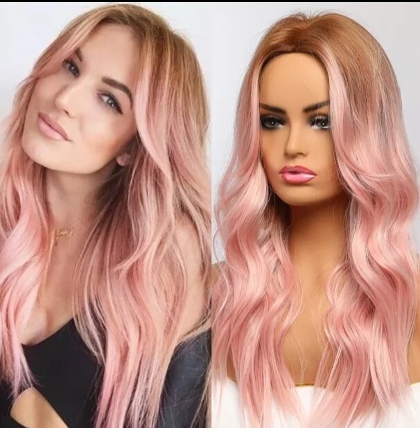 Cosplay - Wig - Light Pink Ombre Lace Front