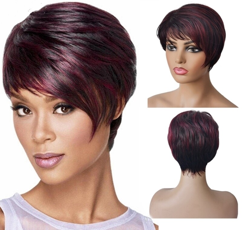 Clara Wig | Burgundy Black Mix Human Hair Blend