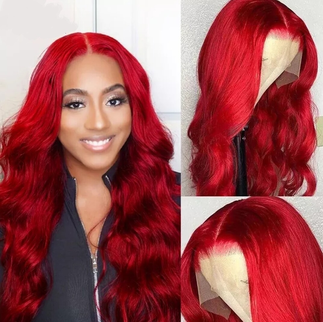 Kasey - Wig - Hot Red Remy Hair Lace Front 